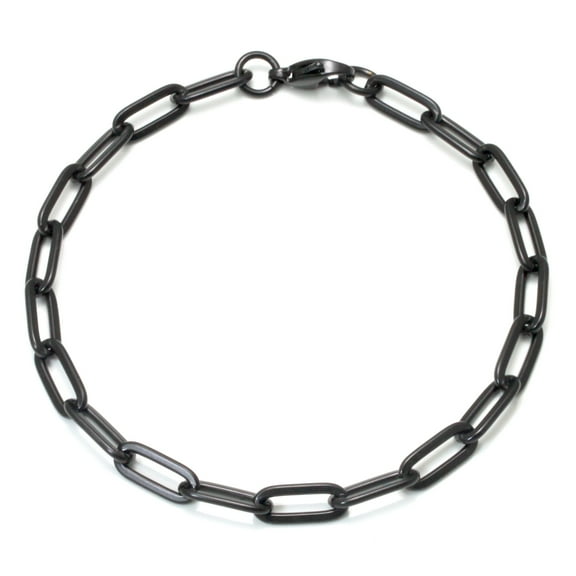 True Black Titanium 5MM Paper Clip Link Bracelet 7"