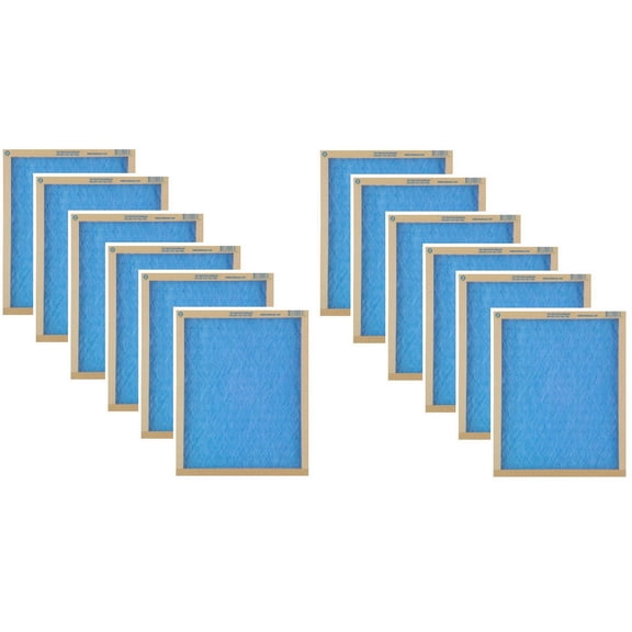 True Blue FS1200022251 20" x 22-1/4" x 1" Flat Panel Spun Fiberglass Disposable Furnace Air Filter MERV 2 - Quantity of 12