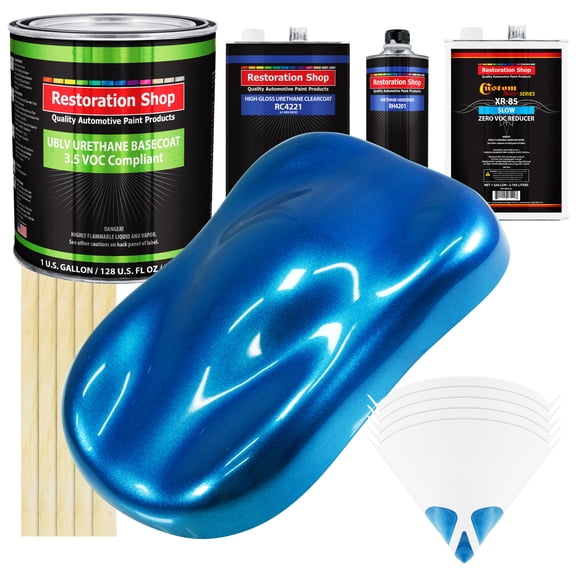 True Blue Firemist Low VOC SLOW Gallon Car Paint Kit URETHANE BASECOAT Clearcoat
