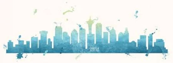 True Blue Seattle Canvas Art - Anna Quach (24 x 48)