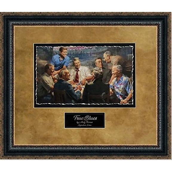 True Blues | Framed Democrat Presidents Art in Double Mat with Engraved Plaque | 25L X 29W" Inches