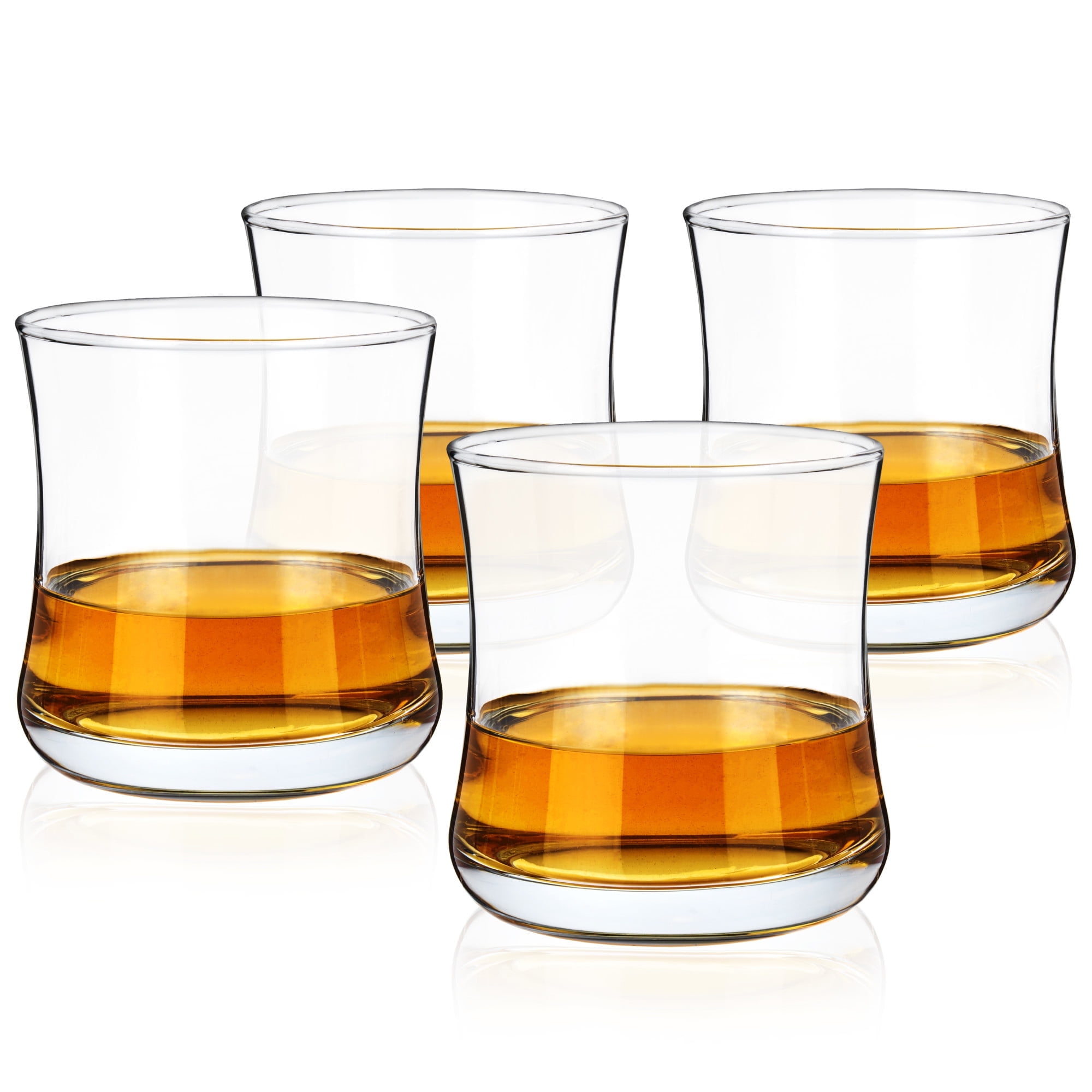 Clear Curved Glass Bourbon Tasting Tumblers, 10 oz, Set of 4