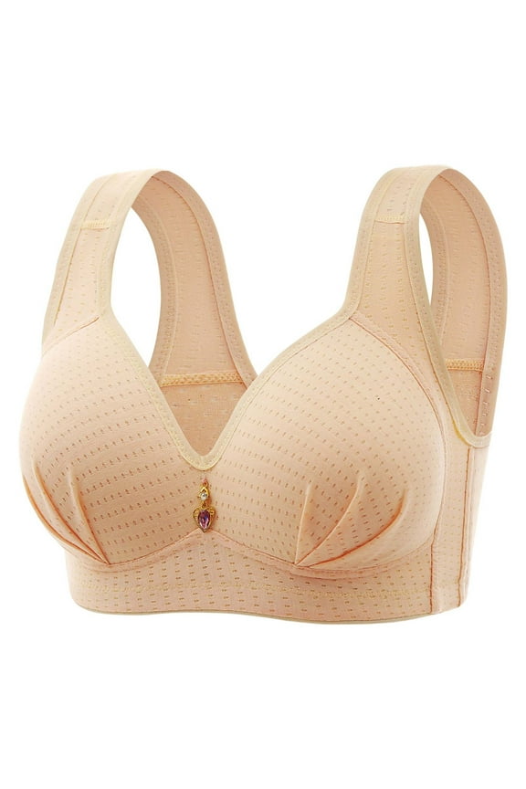 True Bra Women Lightly Lined Bra Feature V-Neck Push-up Bra Style W-697 Khaki 38