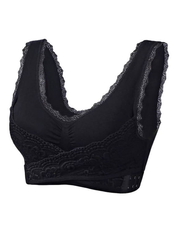 True Bra Women Seamless Bra Feature V-Neck Longline Bra Style W-1060 Black XXL