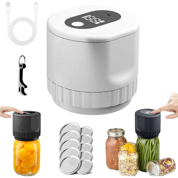 True Bright Mason Jar Sealer, TrueBright Mason Jar Vacuum Sealer, Vacuum Sealing Machine for Food Storage, for Wide Mouth and Regular Mouth Mason Jars (white)