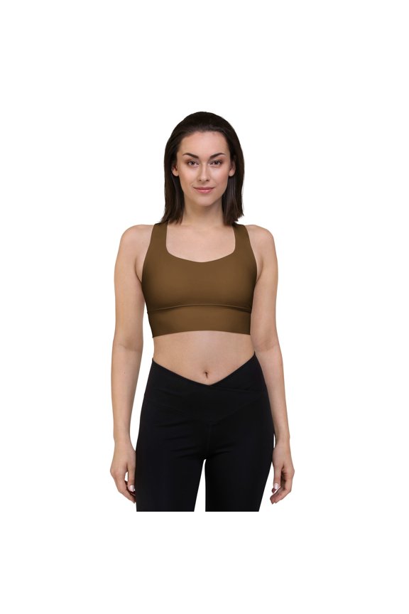 True Brown Sports Bra, Ladies Brown Sports Bra with Lining, Women Brown Sports Bra with Removable Padding