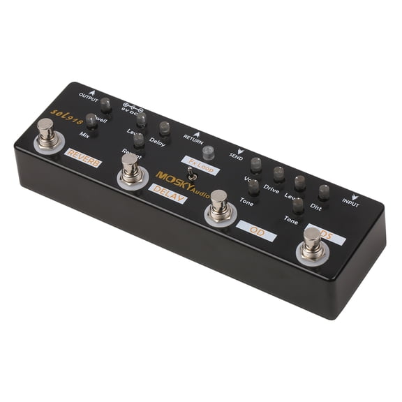 True Bypass Effect Pedal Combined SOL918 5-in-1 Multi Effect Pedal Combined Effect Guitar Pedal True Bypass Multi-in-one Combined Effect Device Reverb Delay FX Loop Overdrive Distortion for