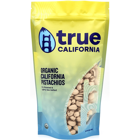 True California Organic American Pistachios, Dry Roasted & Lightly Sea Salted, In Shell (1 lb)