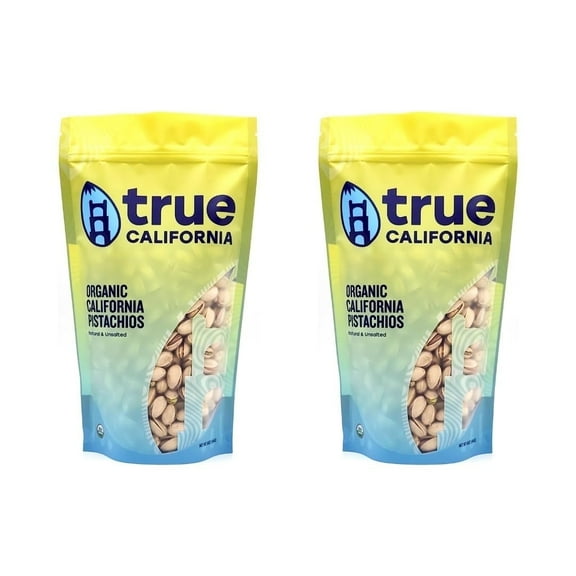 True California Organic American Pistachios, Natural, Raw, & Unsalted, In Shell (1 LB x 2 Packs)