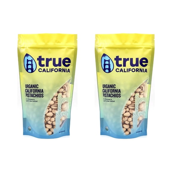 True California Organic Pistachios, 2 LB Bulk (1 lb x 2 Packs)  Dry Roasted & Lightly Sea Salted In-Shell American Pistachios | Non-GMO, Keto & Vegan Healthy Superfood Snack
