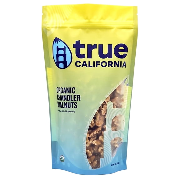 True California Organic Chandler Walnuts, Natural & Unsalted, Shelled Halves & Pieces (1 lb)