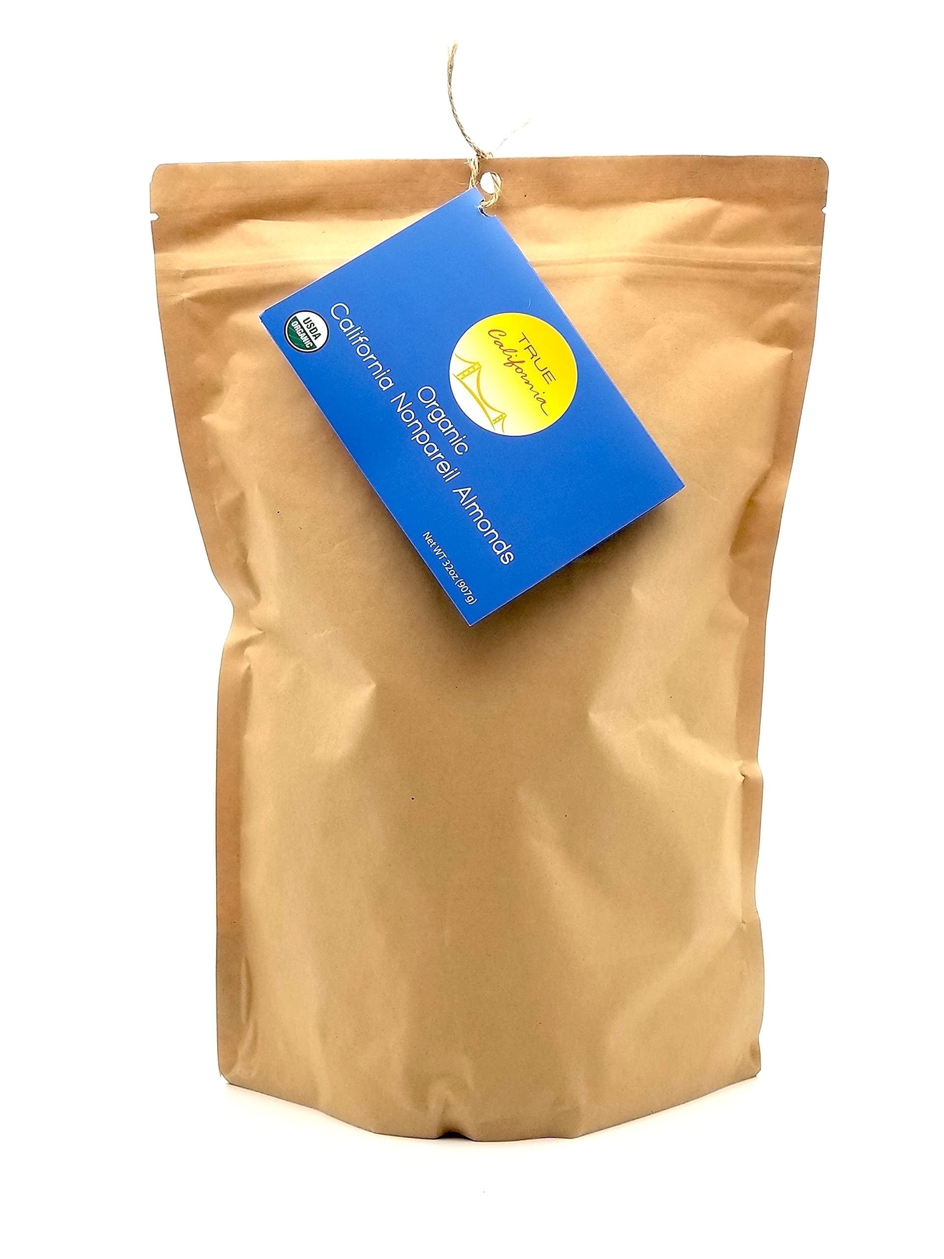 True California Organic Nonpareil Almonds, Natural & Unsalted, Shelled & Whole (2 LB)