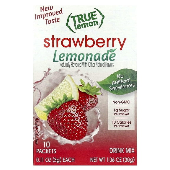 True Citrus, True Lemon, Strawberry Lemonade, 10 Packets, 0.11 oz (3 g) Each