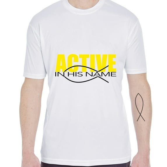 True City Life Christian Religous Sports Fitness SPF 30 Tshirt Active In His Name Ichthys