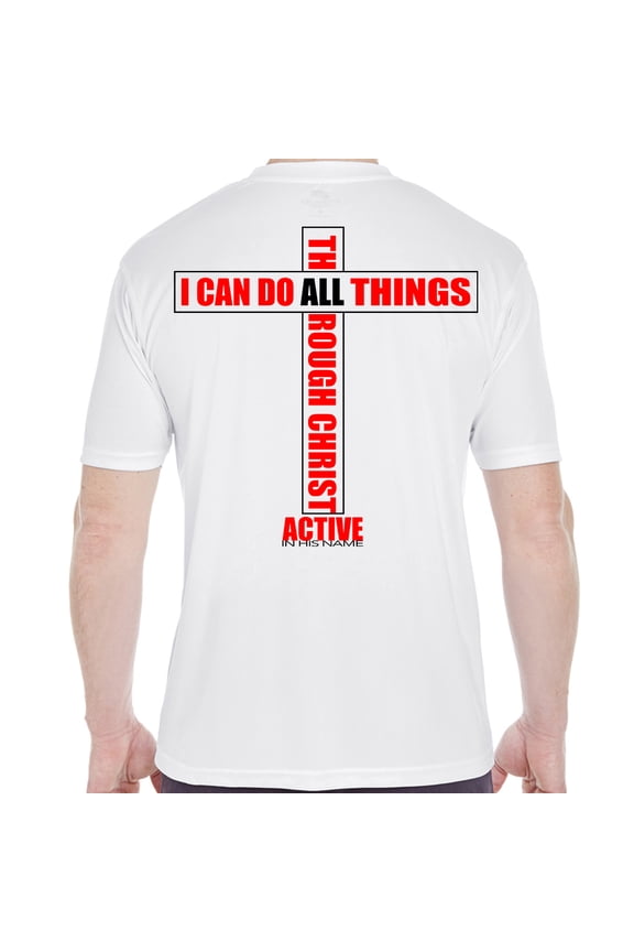 Christian Religous Sports Fitness SPF 30 Tshirt I Can Do All Things Through Christ