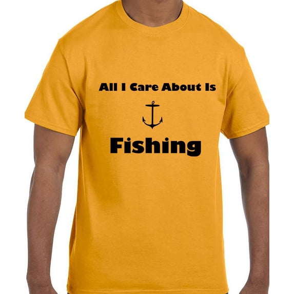 True City Life Funny Humor All I Care ABout Is Fishing Fish Anchor T-Shirt