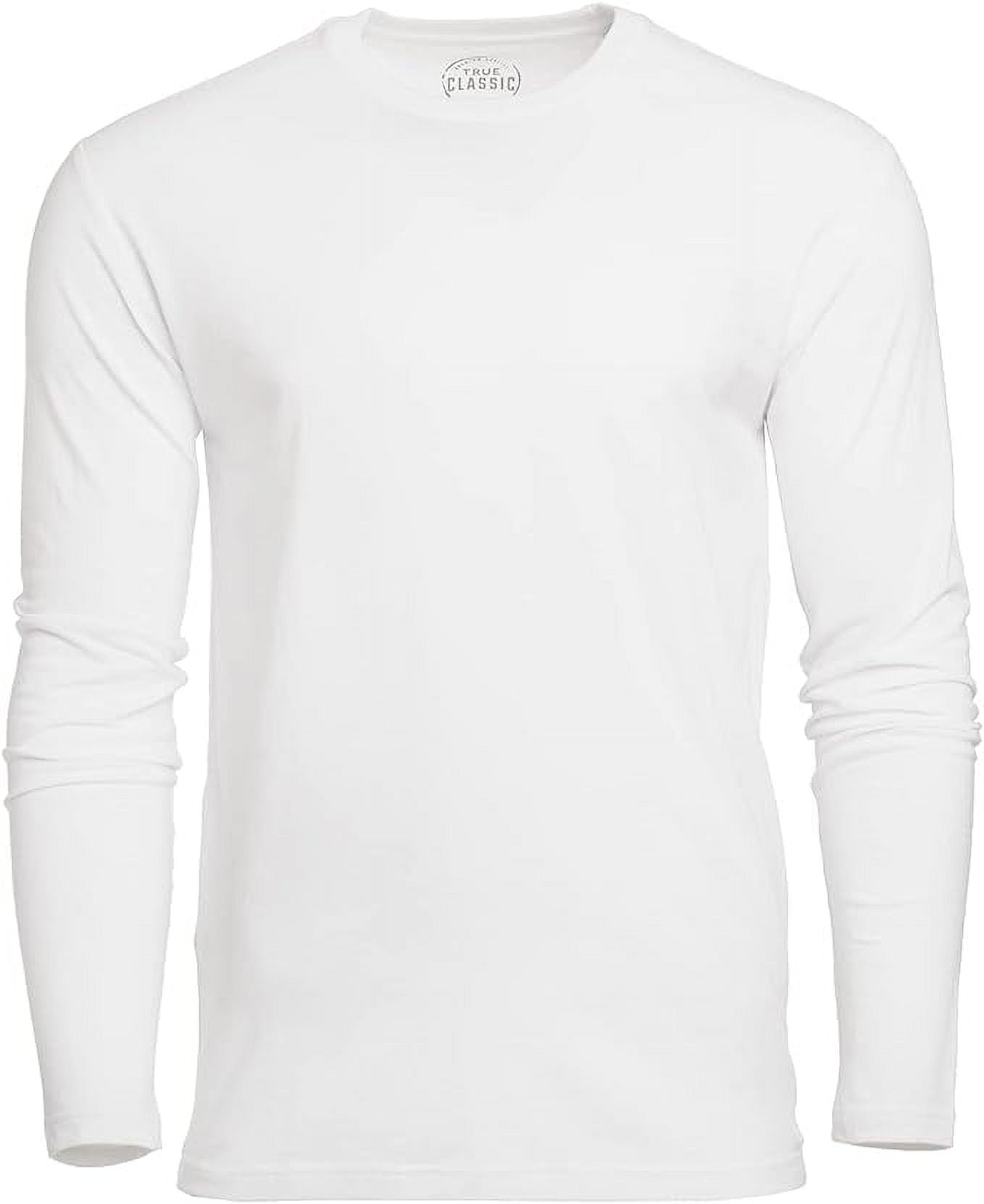 True Classic Long Sleeve Shirts for Men, Premium Fitted Crew Neck T-Shirts  and Gifts for Men. White, Medium