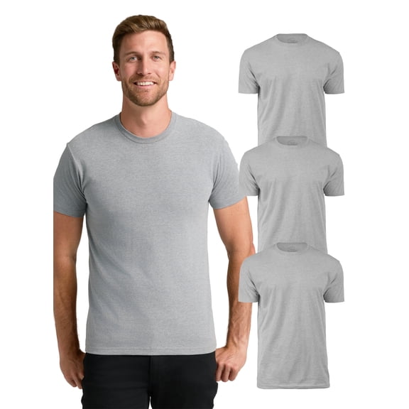True Classic Mens T-Shirts – Short Sleeve Crew Neck T Shirts for Man, Cotton Blend Plain Novelty Men's T-Shirts, Pack of 3, Heather Gray, XXL