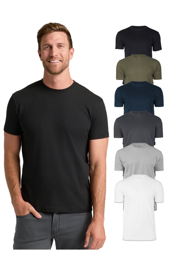 Mens T-Shirts Short Sleeve Crew Neck T Shirts for Man, Cotton Blend Plain Novelty Men's T-Shirts, Pack of 6, Variety, S