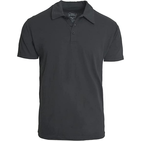 3 Pack True Classic Men’s Polo Shirts – Short Sleeve Collared Shirt, Carbon, XL