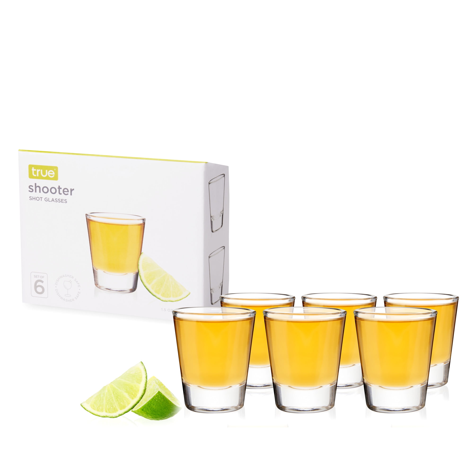 True Set of 6 Classic Shot Glasses, 1.5 Oz Shot Glass Set, Dishwasher