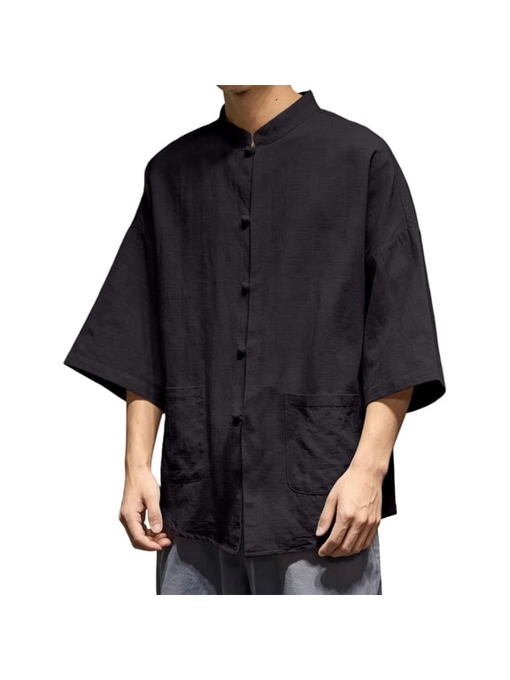 True Classic Tees Men Jerdar Cotton Short Sleeve Kung Fu Shirt – Traditional Chinese Martial Arts Top for Men