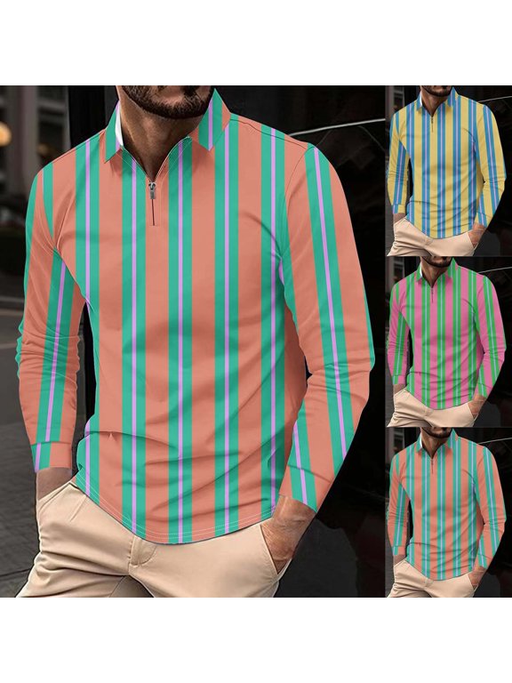 True Classic Tees Men Men Casual Turn-Down Collar Printing Pullover Fitness Sports Long Sleeves T Shirt Blouse Yellow S
