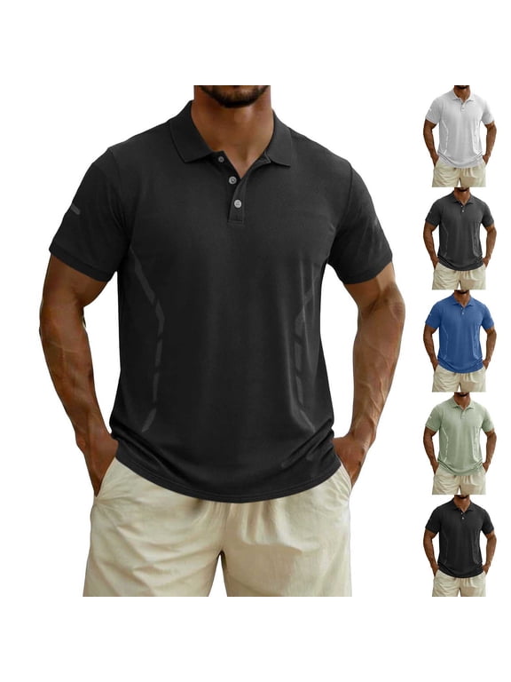 True Classic Tees Men Men's Short Sleeve Button Turndown Collar Pullover Casual And Fashionable Running Top Black Xxxxl