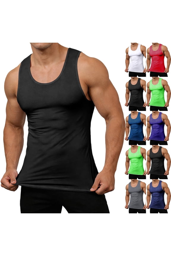 True Classic Tees Men Men's Tank Top Summer Sleeveless Shirts Men's Summer Base Elastic Sports Sleeveless Top High Elasticity Breathable Drying Running Training Tight Fitting Blue Xxl