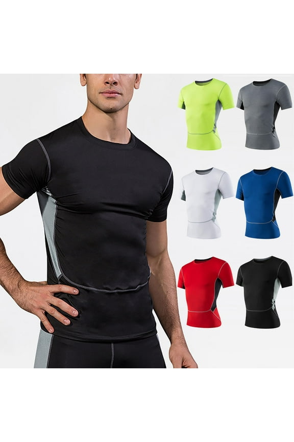 True Classic Tees Men Solid Color Drying Sport Train Short Sleeved Round Neck Shirt Black,S