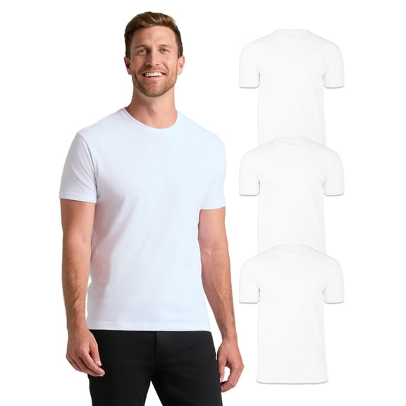True Classic Mens T-Shirts – Short Sleeve Crew Neck T Shirts for Man, Cotton Blend Plain Novelty Men's T-Shirts, Pack of 3, White, XL