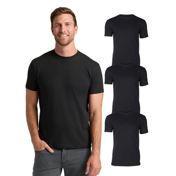 True Classic Mens T-Shirts – Short Sleeve Crew Neck T Shirts for Man, Cotton Blend Plain Novelty Men's T-Shirts, Pack of 3, Black, XL