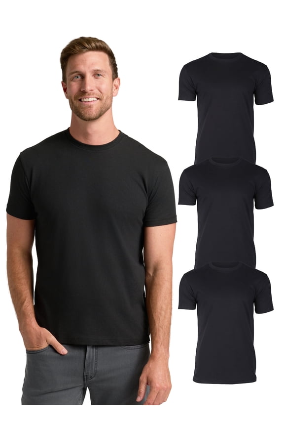 Mens T-Shirts – Short Sleeve Crew Neck T Shirts for Man, Cotton Blend Plain Novelty Men's T-Shirts, Pack of 3, Black, L