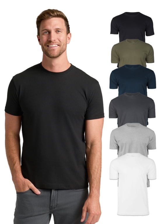 Mens T-Shirts – Short Sleeve Crew Neck T Shirts for Man, Cotton Blend Plain Novelty Men's T-Shirts, Pack of 6, Variety, XL