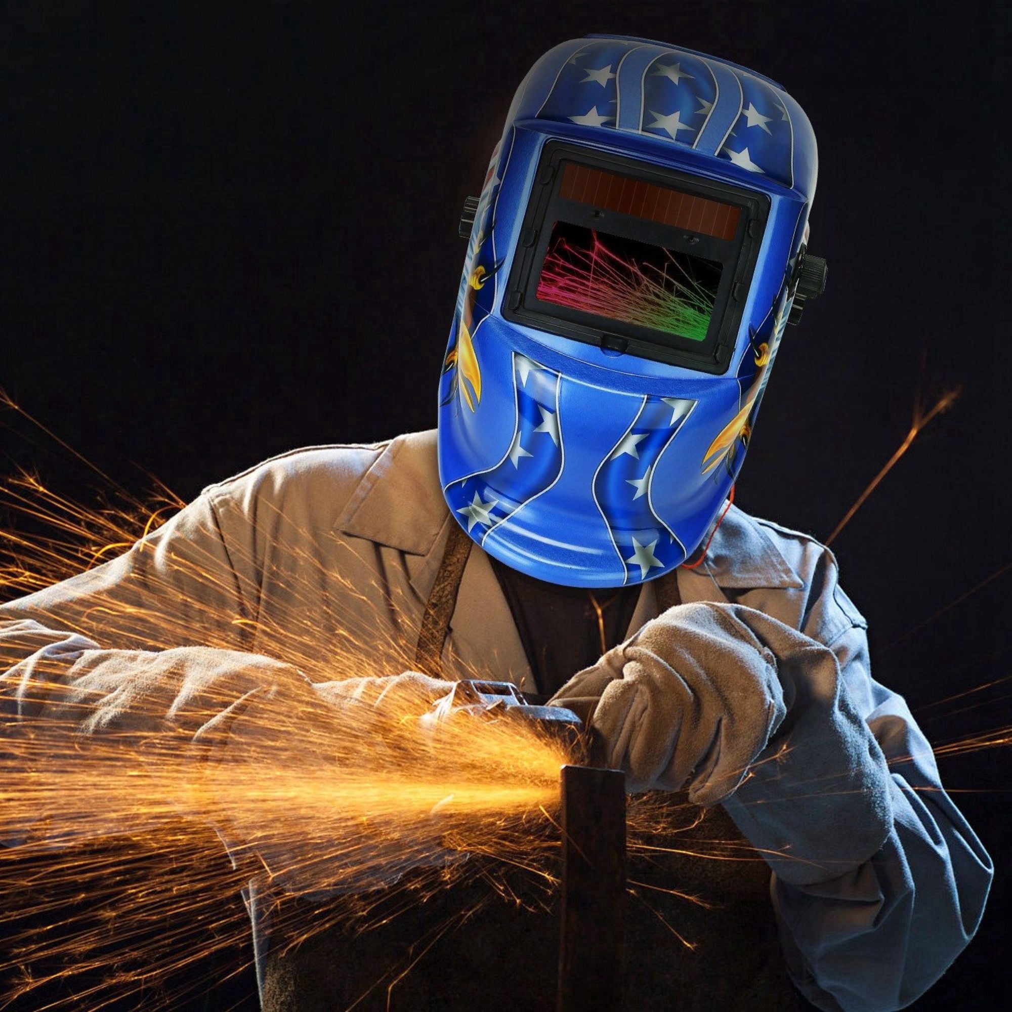 True Color Auto Darkening Welding Helmet – Solar Powered Mask for MIG, TIG, Arc & Grinding