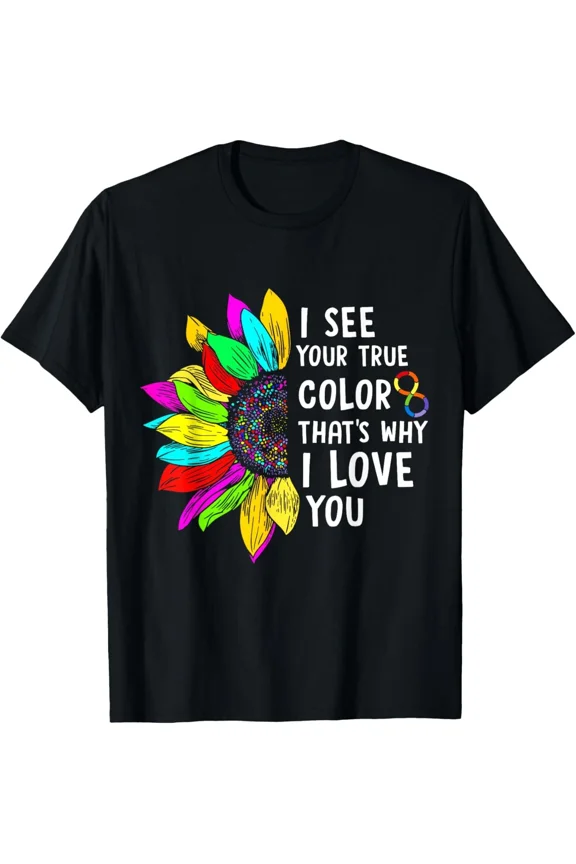 True Color Infinity Rainbow Shirt Neurodiversity Pride Art Unisex T-Shirt, up to size 5XL