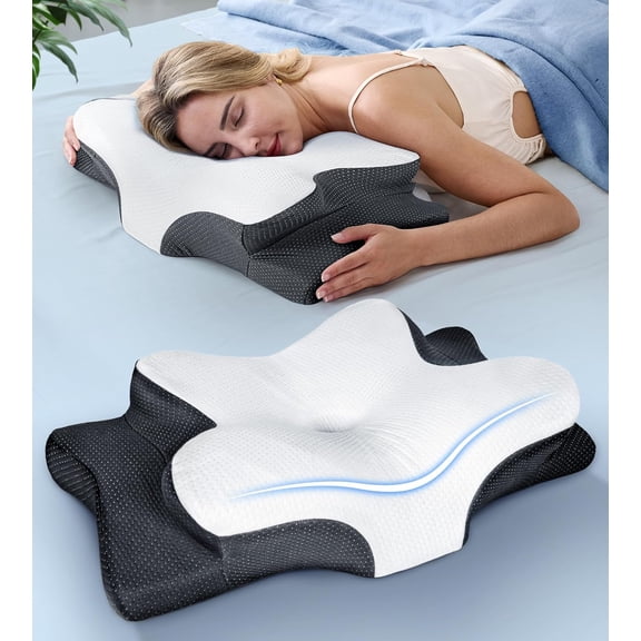 True Cooling Cervical Pillow, Adjustable Ergonomic Memory Foam for Neck Support, Odorless Orthopedic Bed Pillow for Men, Women and All Sleep Styles, Perfect Gift for Better Sleep