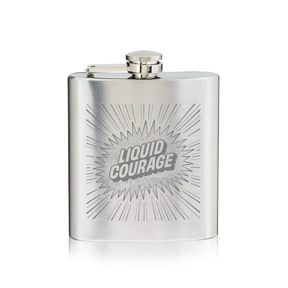 True Courage Stainless Steel Liquor Flask for Whiskey, Camping, Gifts, 6oz