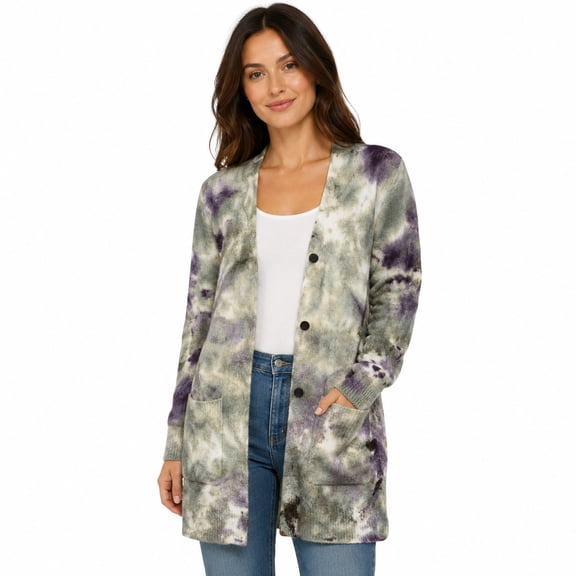 True Craft Junior Women's Multicolored Cardigan with Pockets