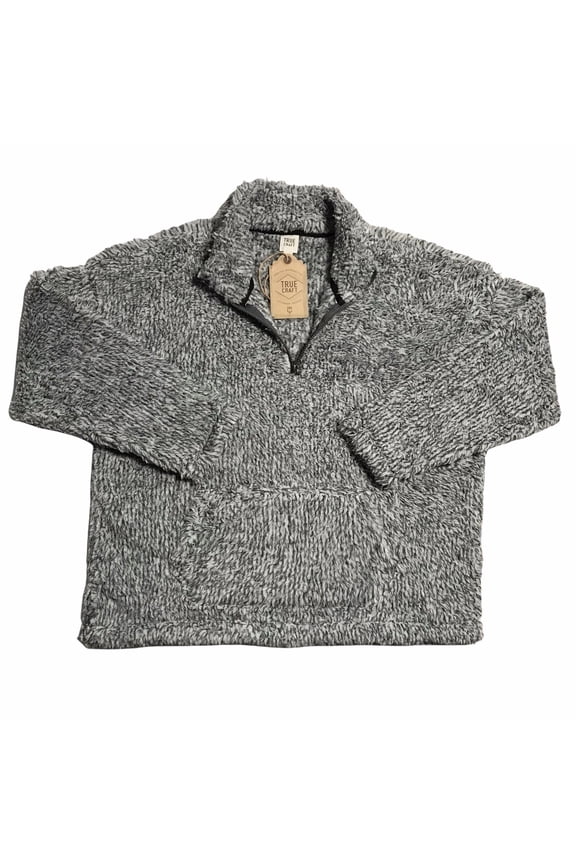 Women's Sherpa Pullover Sweater Plus Size 1X Black Gray Cozy 1/4 Zip