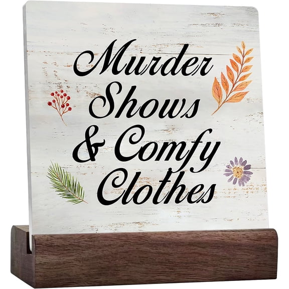 True Crime Gift Sign Rustic True Crime Fan Ceramic Table Sign Home Office Desk Shelf Decor
