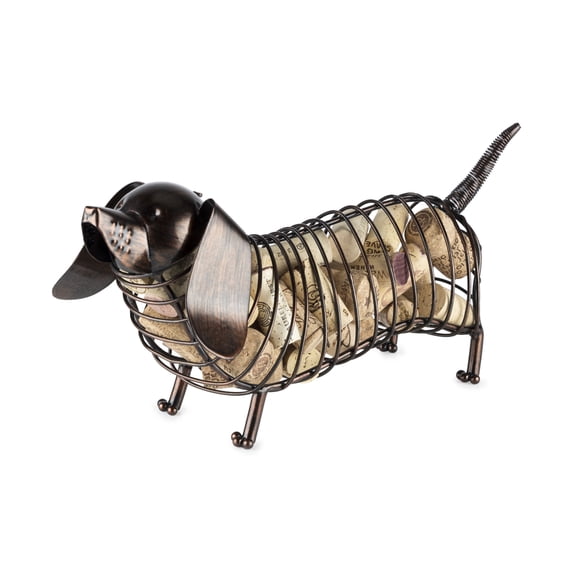 True Dachshund Cork Holder, Decorative Wine Cork Storage & Decor, Rustic Bronze