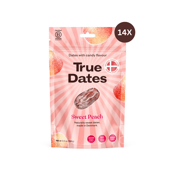 True Dates Sweat Peach - Natural Sweet Dates w/ Sweet Peach Flavor - Vegan - Gluten Free - Dairy Free - Non-GMO - No Added Sugar - Low GI - Antioxidants - Coconut Oil - Good Source of Fiber