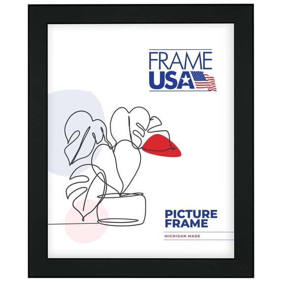 16x16 Picture Frame, Black True Depth Style 83098–963, 0.8125 Inch Wood with Plexiglass