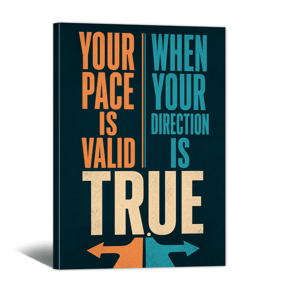 True Direction Valid Path Canvas Wall Art Positive Phrase Placard Print, Inspiring Affirming Artwork Motivational Quote Painting for Home, Bedroom, Office Wall Decor