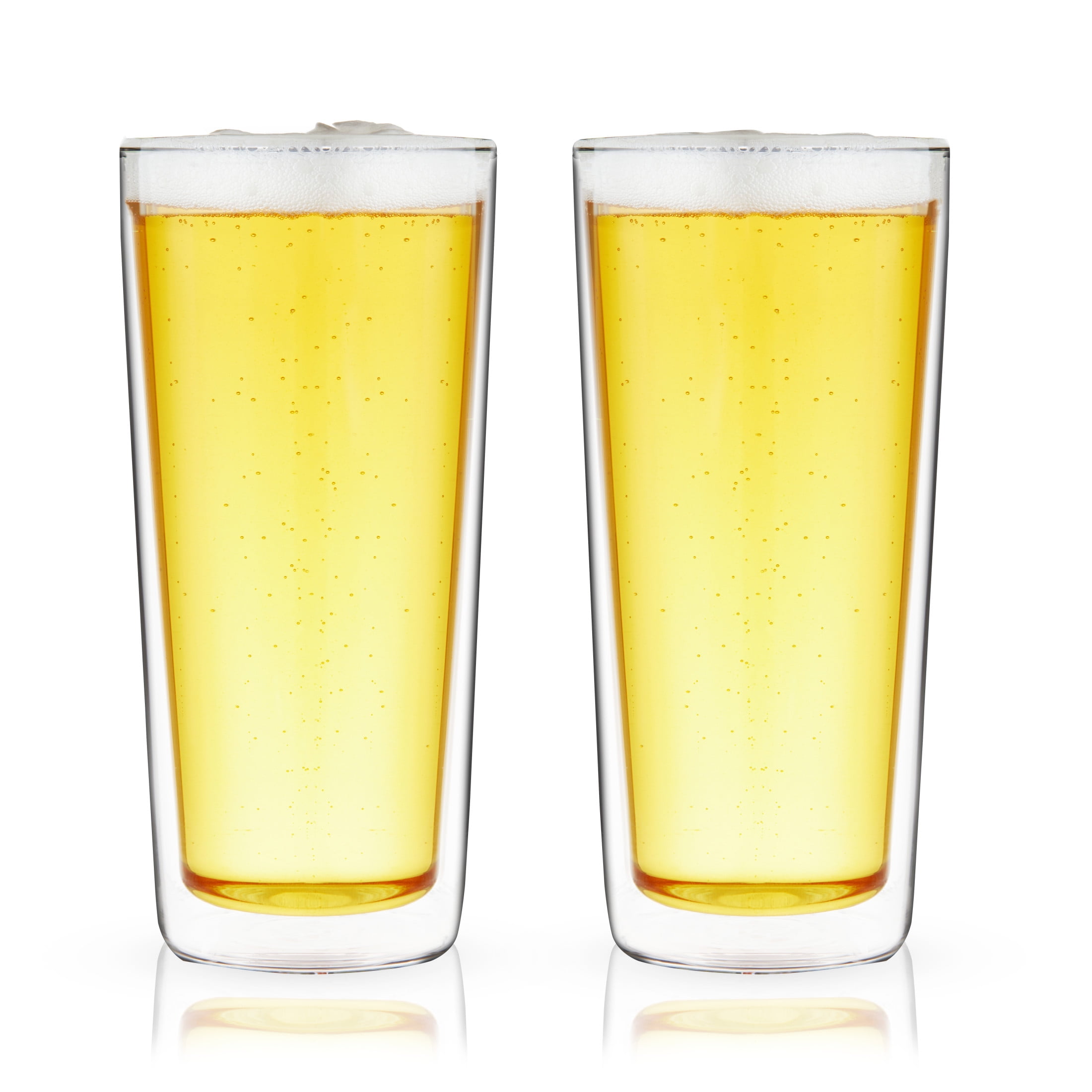 True Double Walled Beer Glasses, Insulated Pint Glasses, 16 oz Set of 2