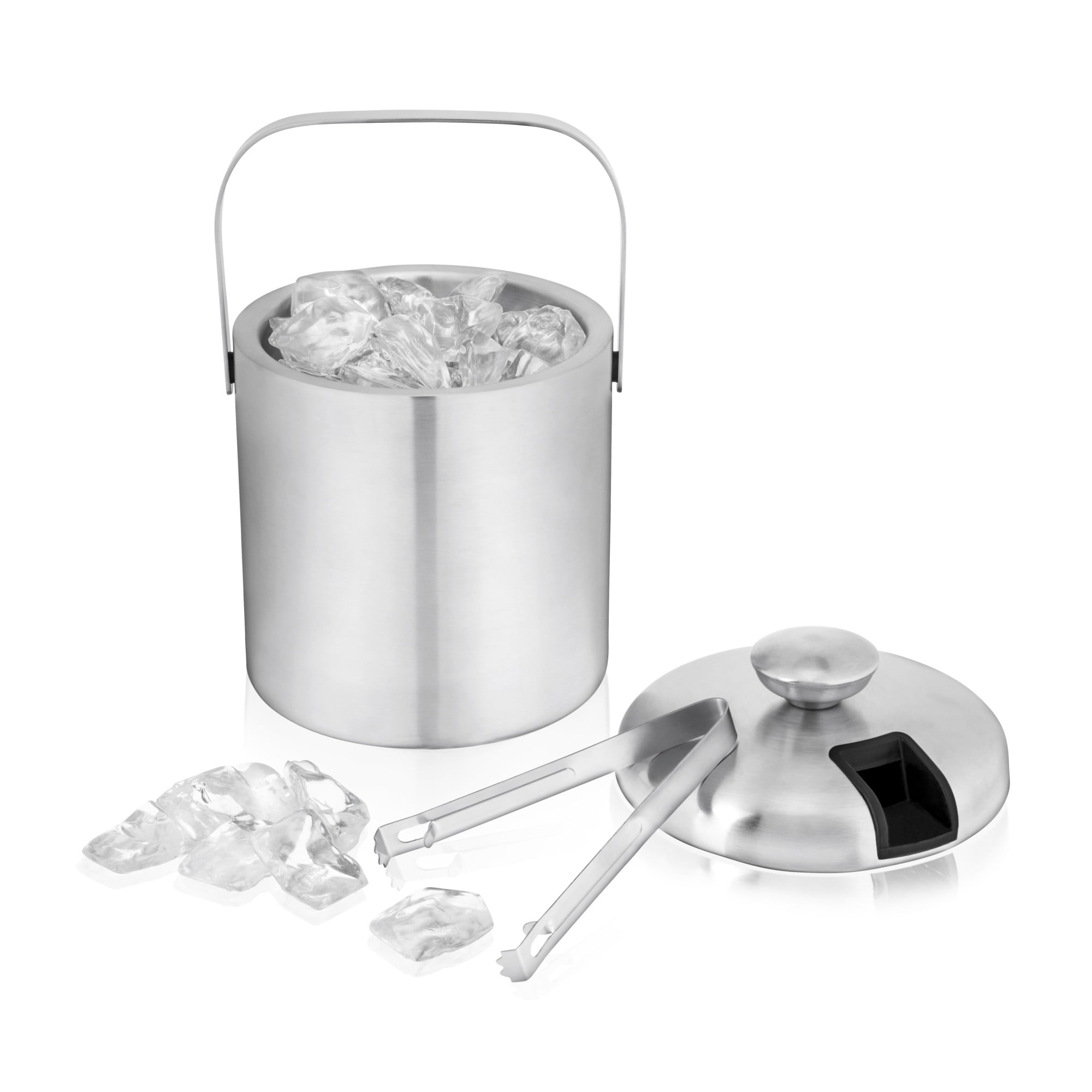 1.3L Stainless Steel Double-Walled Ice Bucket with Tongs