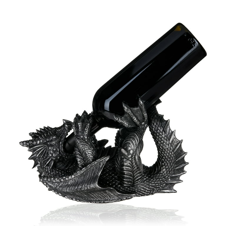 True Dragon Wine Bottle Holder Fantasy Tabletop Statue Gothic