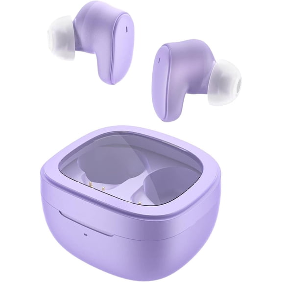 True   Earbuds 9  5.3, in-Ear Earphones Transparent Case Design with   Fuction, 24Hour Playtime/ Modes/Built-in Mic/ Control -Purple