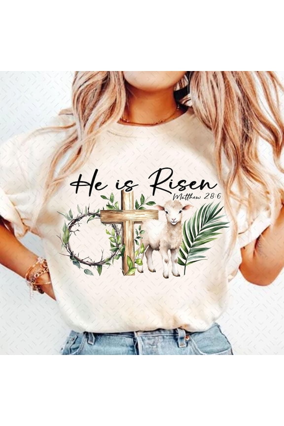 True Easter T-Shirt, He Is Risen Shirt, Lamb Crown of Thorn Shirt, Christian Bible Verse Shirt, Easter Sublimation Shirt